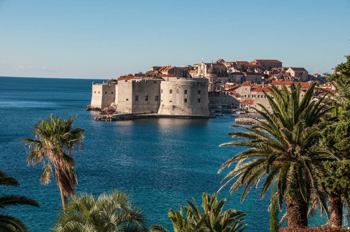 Dubrovnik old town walled city overlooking the sea